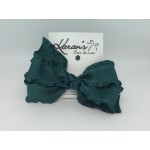 Green (Forest Green) Double Ruffle Bow - 4 Inch